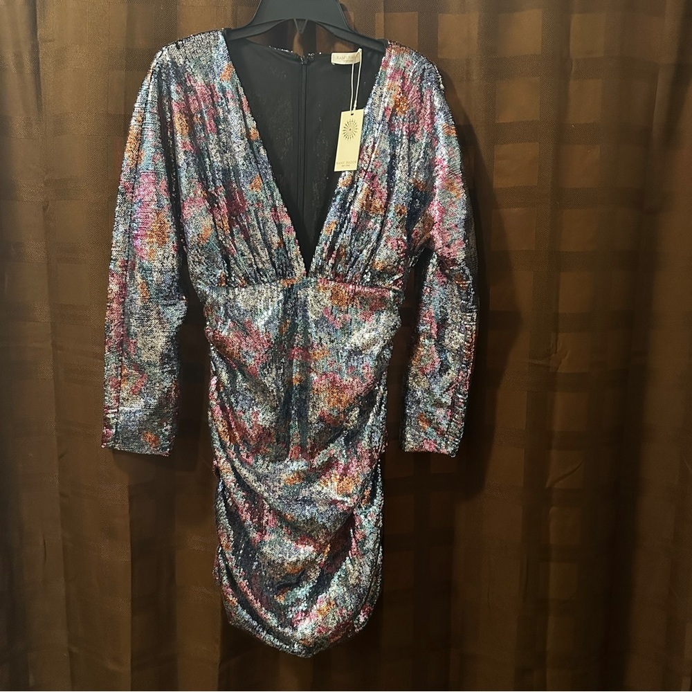 NWT Ramy Brooke Auerbach Sequin Mini Dress in Floral Sequin size 2‎ reg $795 - Picture 5 of 10